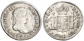 1821. Fernando VII. México. JJ. 1/2 real. (AC. 412). 1,69 g. Buen ejemplar. MBC/MBC+.