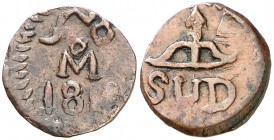 1814. Fernando VII. Morelos. 1/2 real. (AC. 420). 1,40 g. CU. Escasa. MBC.