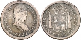 1821. Fernando VII. Chihuahua. RP. 8 reales. (AC. 1174). 25,26 g. Escasa. BC+.