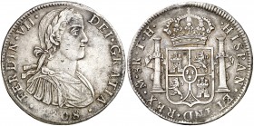 1808. Fernando VII. México. TH. 8 reales. (AC. 1306). 26,94 g. Busto imaginario. Golpecitos. MBC/MBC+.