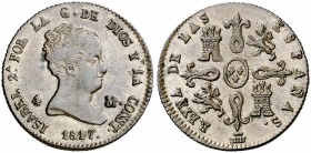 1847. Isabel II. Segovia. 4 maravedís. (AC. 90). 5 g. EBC-/EBC.
