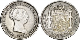 1855. Isabel II. Sevilla. 20 reales. (AC. 632). 25,77 g. MBC-.