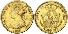 1862. Isabel II. Madrid. 100 reales. (AC. 789). 8,37 g. MBC+.