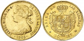 1868*1868. Isabel II. Madrid. 10 escudos. (AC. 815). 8,38 g. MBC+/EBC-.