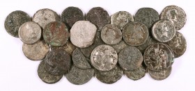 Monedas ibéricas - Romanas. Lote de 29 denarios ibéricos y romanos forrados. A examinar. RC/MBC.