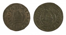 1662. Felipe IV. Segovia y Sevilla. 16 maravedís. Lote de 2 monedas. A examinar. MBC-/MBC+.