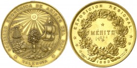 1883. Valencia. Sociedad Económica de Amigos del País. (Cru.Medalles 714b) (Medallero Valenciano 195). 106,72 g. Ø63 mm. Bronce dorado. Grabadores: Pa...