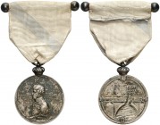 1909. Centenario de los combates de Puente Sampayo. Medalla. (Pérez Guerra 792). 14,44 g. Ø30 mm. Plata. Con corona solidaria, anilla y cinta. MBC+.