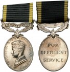 Gran Bretaña. Jorge VI. Por un servicio eficiente. Medalla. 33,16 g. 39x32 mm. Plata. Con cinta. Bella. S/C.