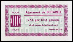 Botarell. 25, 50 céntimos y 1 peseta. (T. 609, 610a y 611a). 3 billetes, serie completa. Raros y más así. S/C-.