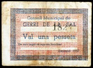 Gerri de la Sal. Consell Municipal. 1 peseta. (T. 1290b). Cartón. Raro. MBC-.