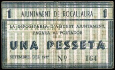 Rocallaura. 1 peseta. (T. 2521). Nº 164. Raro. BC+.