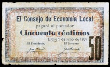 Elche (Alicante). El Consejo de Economía Local. 50 céntimos. (T. 1714) (KG. 323). BC+.