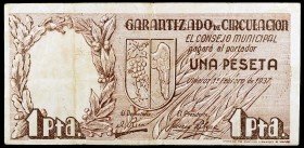 Vinaroz (Castellón). 1 peseta. (T. 1539a) (KG. 828). MBC-.
