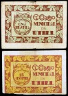 Utiel (Valencia). 25 céntimos y 1 peseta. (T. 1410 y 1411) (KG. 759). 2 billetes, serie completa. MBC-.