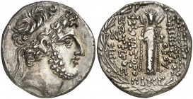 (91-90 a.C.). Imperio Seléucida. Demetrio III, Eukairos (97-87 a.C.). Damasco. Tetradracma. (S. 7191 var) (CNG. IX, 1305). 16,06 g. Atractiva. EBC/EBC...