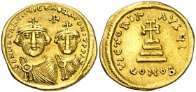 Heraclio y Heraclio Constantino (610-641). Constantinopla. Sólido. (Ratto. falta) (S. 743). 4,10 g. MBC+.