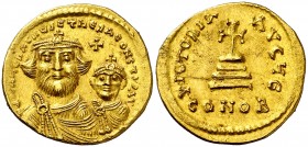Heraclio y Heraclio Constantino (610-641). Constantinopla. Sólido. (Ratto 1364 var) (S. 738). 4,44 g. Atractiva. EBC-.