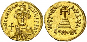 Constante II (641-668). Constantinopla. Sólido. (Ratto falta) (S. 939). 4,36 g. Rayitas en reverso. Buen ejemplar. (EBC).