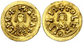 Recaredo I (586-601). Toleto (Toledo). Triente. (CNV. 73.2) (R.Pliego 98b). 1,43 g. MBC+.