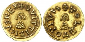 Witerico (603-610). Toleto (Toledo). Triente. (CNV. 153.1) (R.Pliego 186b). 1,47 g. Bella. EBC.