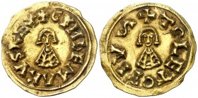 Gundemaro (610-612). Toleto (Toledo). Triente. (CNV. 192.1) (R.Pliego 224b). 1,42 g. EBC-.
