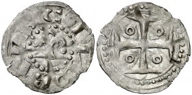 Comtat de Barcelona. Ramón Berenguer IV (1131-1162). Barcelona. Diner. (Cru.V.S 33) (Cru.C.G 1846). 0,61 g. Buen ejemplar. Escasa. MBC+.