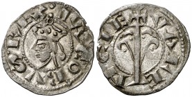 Jaume I (1213-1276). València. Diner. (Cru.V.S. 316) (Cru.C.G. 2129). 0,68 g. Segunda emisión. Bella. Rara así. EBC-.