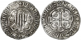 Pere III (1336-1387). Sardenya (Esglésies). Alfonsí. (Cru.V.S. 457.1) (Cru.C.G. 2269a, mal descrita) (MIR. 115 var). 3,18 g. Letras T góticas en ambas...