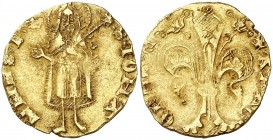 Alfons IV (1416-1458). València. Florí. (Cru.V.S. 811.1) (Cru.C.G. 2832) (Cru.Comas 89, señala 9 ejemplares conocidos). 3,43 g. Marca: corona. Buen ej...