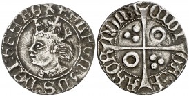 Alfons IV (1416-1458). Barcelona. Croat. (Cru.V.S. 821) (Cru.C.G. 2867a). 3,02 g. Busto peculiar. Rara. MBC+.