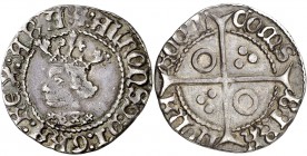 Alfons IV (1416-1458). Perpinyà. Croat. (Cru.V.S. 825.9) (Cru.C.G.2868l). 3,14 g. Ligeras rayitas. MBC/MBC+.