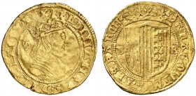 Ferran II (1479-1516). Barcelona. Doble principat. (Cru.V.S. 1128) (Cru.C.G. 3059b). 6,87 g. Sirvió como joya. Ex Colección Ègara 26/04/2017, nº 513. ...