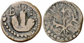 Bellpuig. Ardit. (Cru.L. 1392var) (Cru.C.G 3678a) 2,02 g. Acuñada sobre un diner de Vic. Escasa y más así. MBC+.