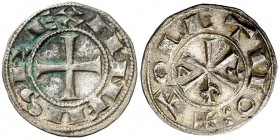 Alfonso VI (1073-1109). Toledo. Dinero. (AB. 5). 1,14 g. MBC+/EBC-.