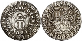 Enrique II (1368-1379). Sevilla. Real. (AB. 406). 3,47 g. La I de DISPICIAM rectificada sobre una O. Ex Áureo 22/10/1997, nº 2275. Rara rectificación....