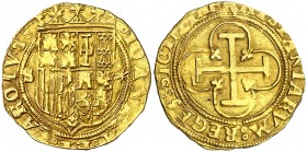 s/d (desde 1543). Juana y Carlos. Sevilla. . 1 escudo. (AC. 196). 3,24 g. Buen ejemplar. Escasa. MBC+.