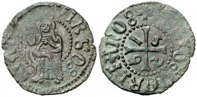 1526. Carlos I. Puigcerdà. 1 diner. (AC. 16) (Cru.C.G. 3828). 1 g. Buen ejemplar. Rara así. MBC+.