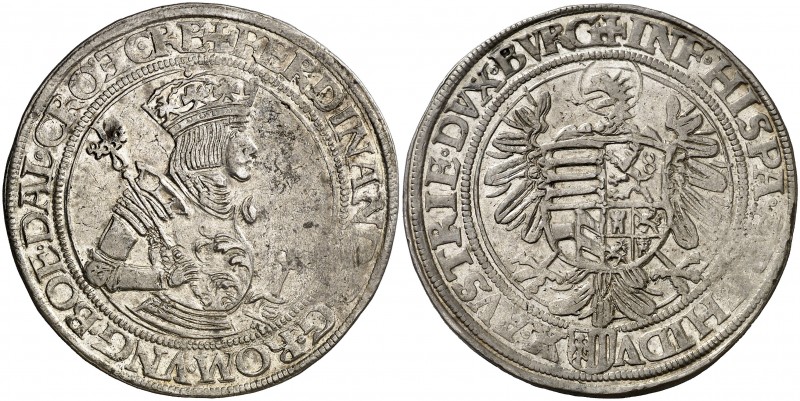 s/d. Fernando I, hermano de Carlos I. Linz. 1 taler. (Dav. 8014). 28,71 g. Bella...