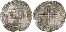 s/d. Felipe II. Sevilla. P. 8 reales. (AC. 720). 27,21 g. Defecto de cospel. MBC-.