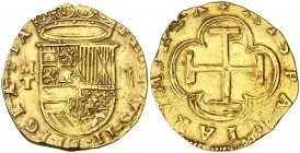 s/d (1566-1576). Felipe II. Toledo. M. 2 escudos. (AC. 859). 6,68 g. Atractiva. Rara. MBC+.