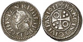 1611. Felipe III. Barcelona. 1/2 croat. (AC. 374) (Cru.C.G. 4342). 1,92 g. MBC+.