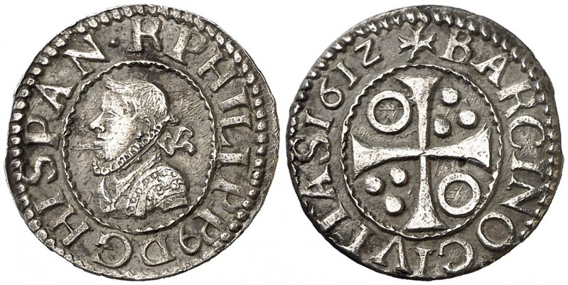 1612. Felipe III. Barcelona. 1/2 croat. (AC. 375) (Cru.C.G. 4342b). 1,55 g. Atra...