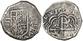 1609. Felipe III. Granada. M. 2 reales. (AC. 590). 6,70 g. Tipo "OMNIVM". El ensayador bajo ceca. Ex Colección de 2 reales, Áureo 09/04/2003, nº 52. E...