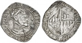 s/d. Felipe III. Mallorca. 2 rals. (AC. 605, mismo ejemplar) (Cru.C.G. falta). 4,72 g. Aunque su peso y módulo son de 2 reales, tiene tres puntos dela...