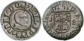 1661. Felipe IV. Segovia. S. 8 maravedís. (AC. 393). 1,77 g. Buen ejemplar. Rara así. MBC+.