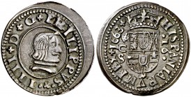 1663. Felipe IV. Córdoba. SM. 16 maravedís. (AC. 442). 5,05 g. Ex Colección Isabel de Trastámara 25/05/2017, nº 88. Muy rara. MBC+.