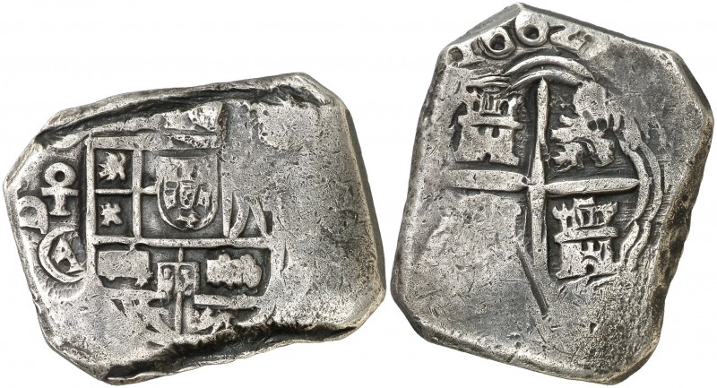 1662. Felipe IV. Toledo. CA. 8 reales. (AC. 1689). 25,95 g. Armas de Flandes y T...