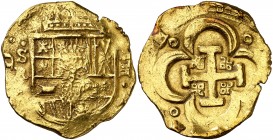¿1641? Felipe IV. Sevilla. R. 8 escudos. (AC. ¿1965?). 26,63 g. Fecha parcialmente visible. Muy rara. MBC/MBC+.