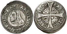 1687. Carlos II. Barcelona. 1 croat. (AC. 210) (Cru.C.G. 4905). 2,44 g. Atractiva. Escasa así. MBC+.